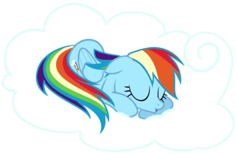 Rainbow Dash спит на облаке